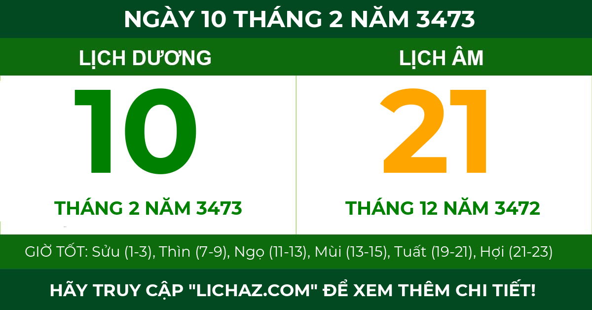 lịch âm ngày 10 tháng 2 năm 3473