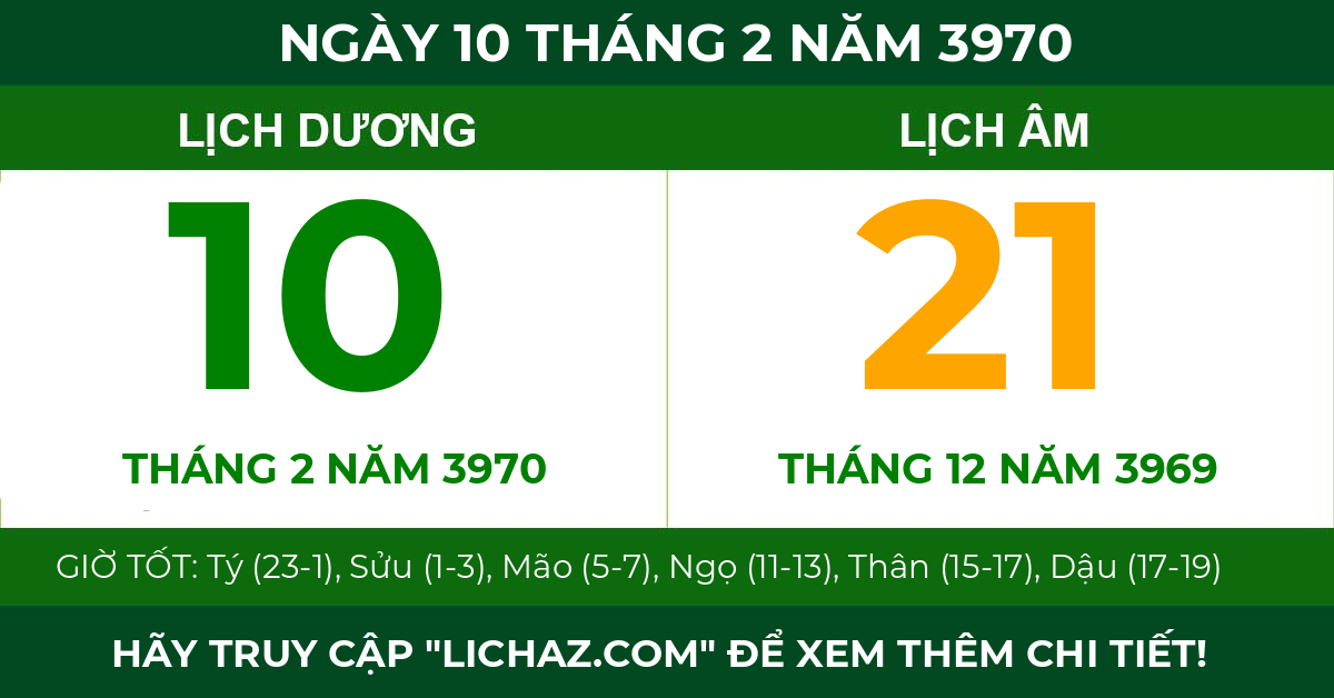 lịch âm ngày 10 tháng 2 năm 3970