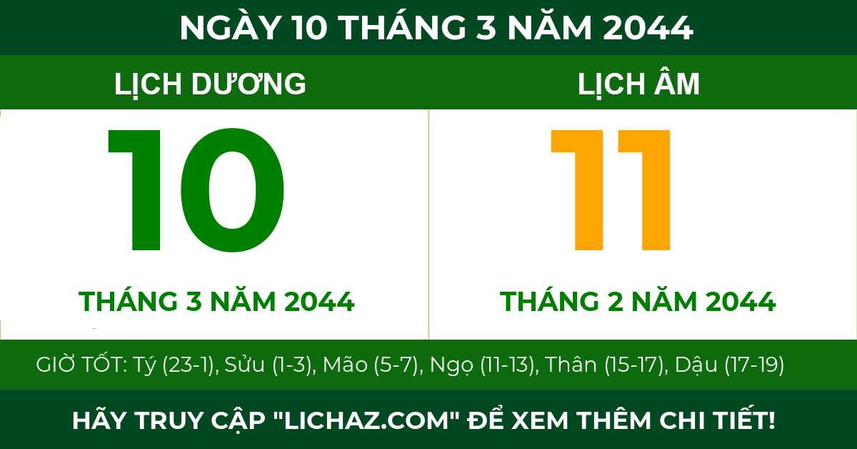 lịch âm ngày 10 tháng 3 năm 2044