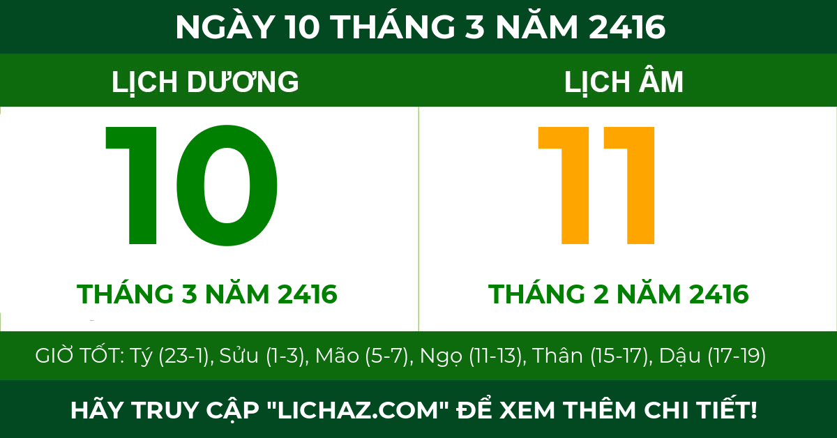 lịch âm ngày 10 tháng 3 năm 2416