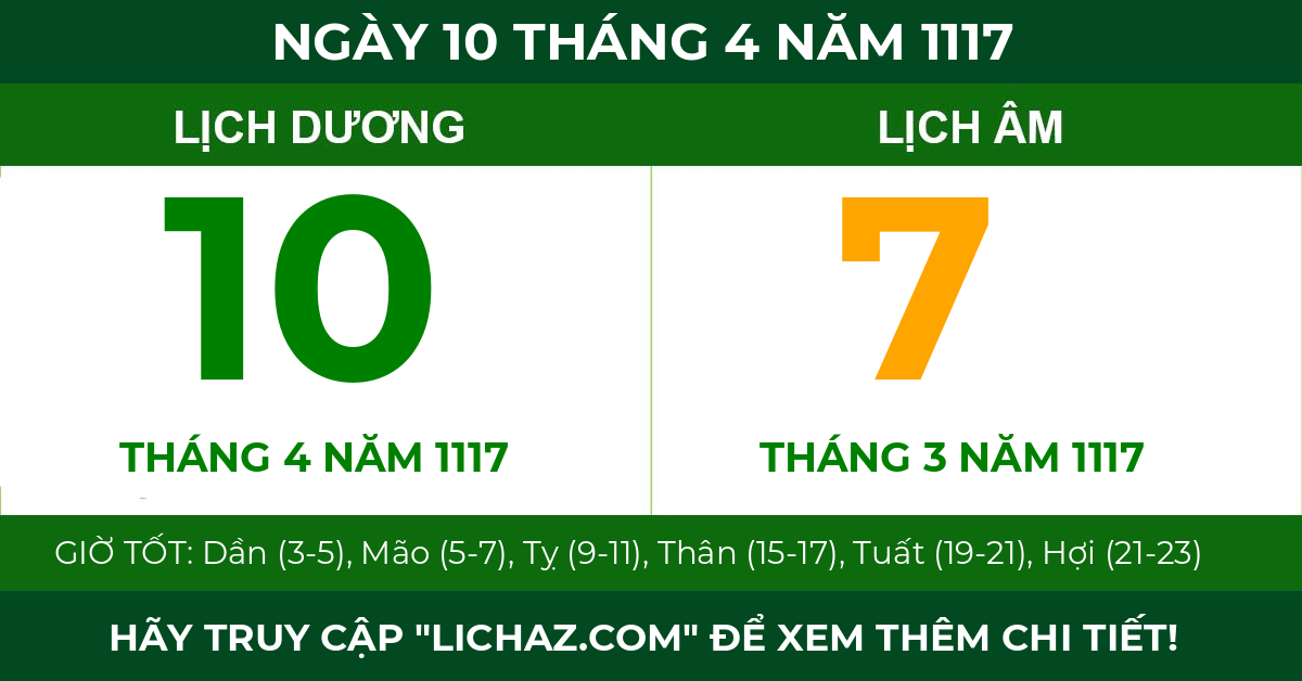 lịch âm ngày 10 tháng 4 năm 1117