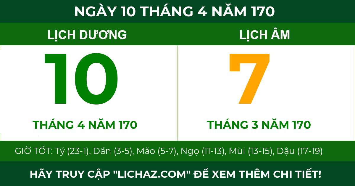 lịch âm ngày 10 tháng 4 năm 170