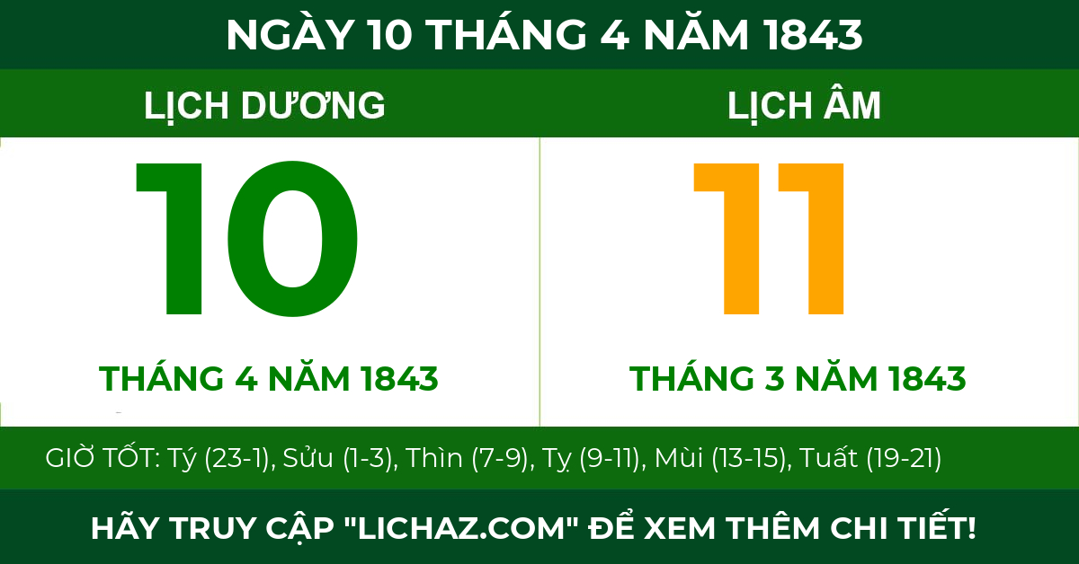 lịch âm ngày 10 tháng 4 năm 1843