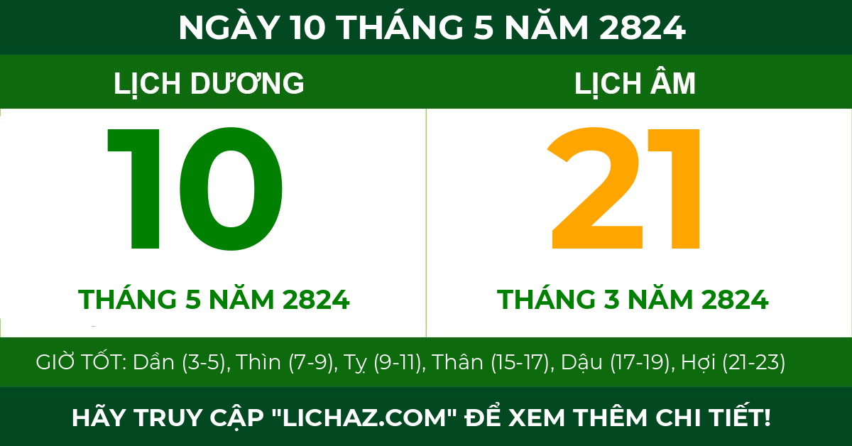 lịch âm ngày 10 tháng 5 năm 2824