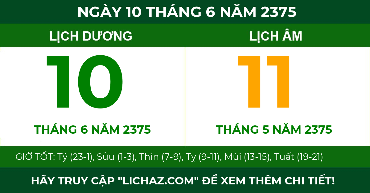 lịch âm ngày 10 tháng 6 năm 2375