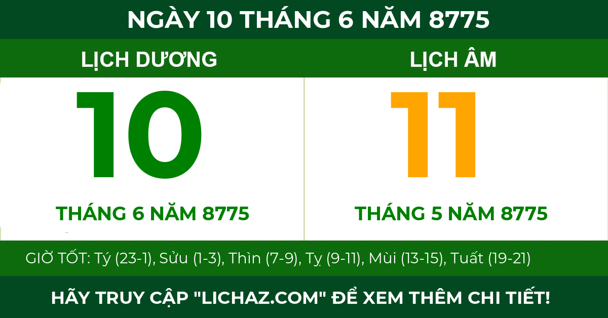 lịch âm ngày 10 tháng 6 năm 8775