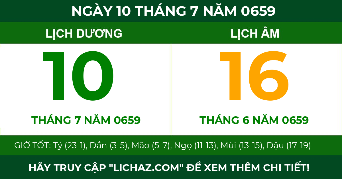 lịch âm ngày 10 tháng 7 năm 0659