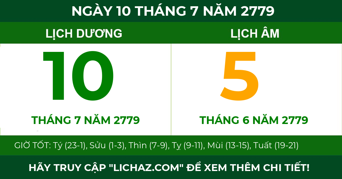 lịch âm ngày 10 tháng 7 năm 2779