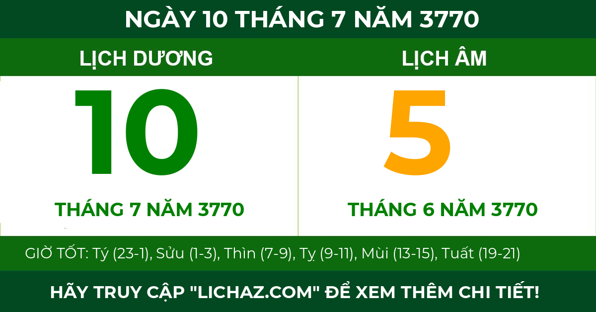lịch âm ngày 10 tháng 7 năm 3770