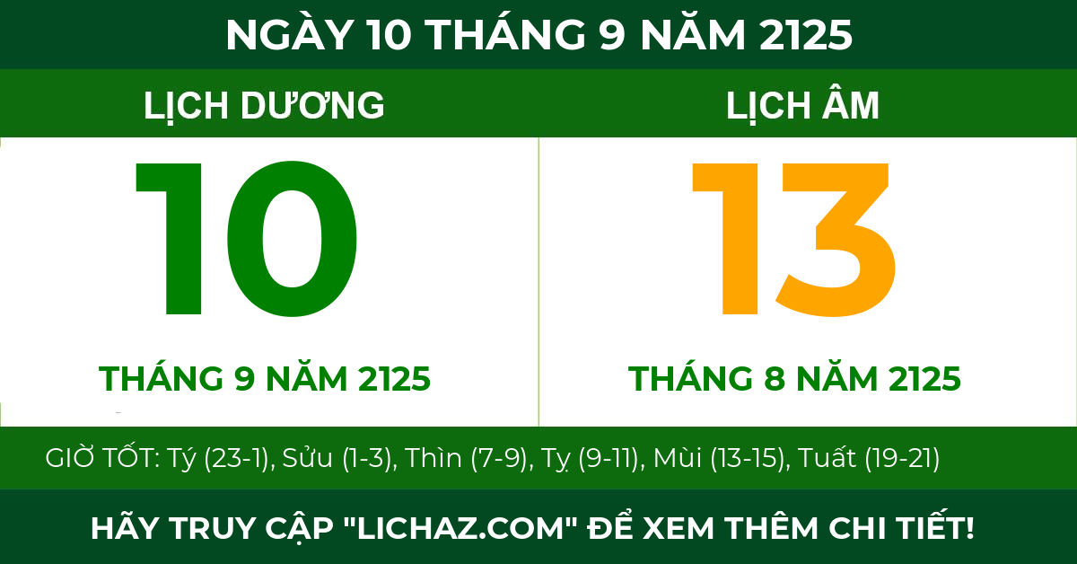 lịch âm ngày 10 tháng 9 năm 2125