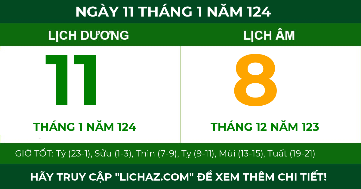 lịch âm ngày 11 tháng 1 năm 124