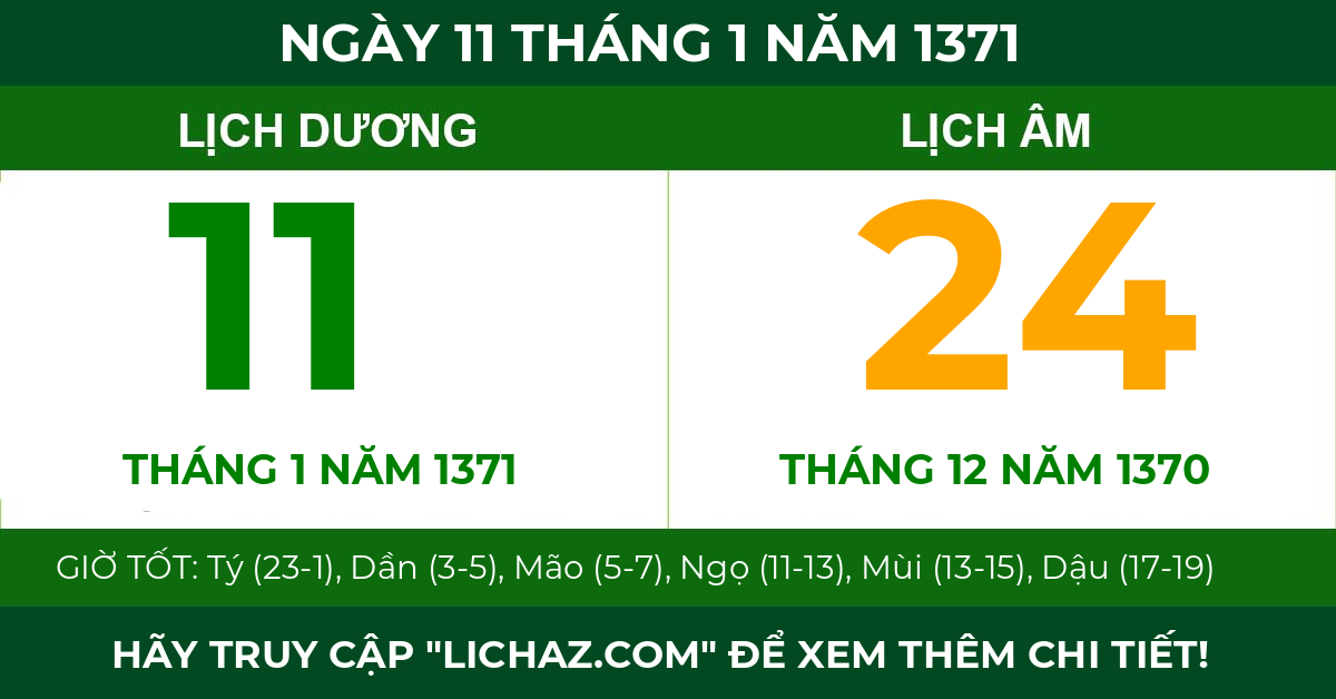 lịch âm ngày 11 tháng 1 năm 1371