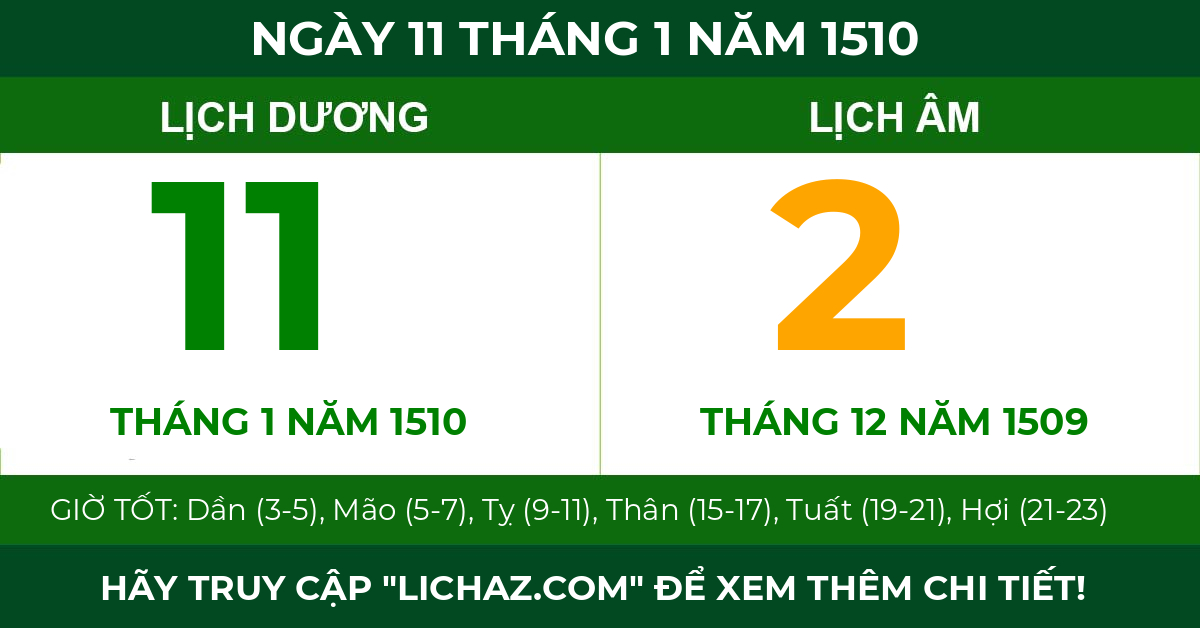 lịch âm ngày 11 tháng 1 năm 1510