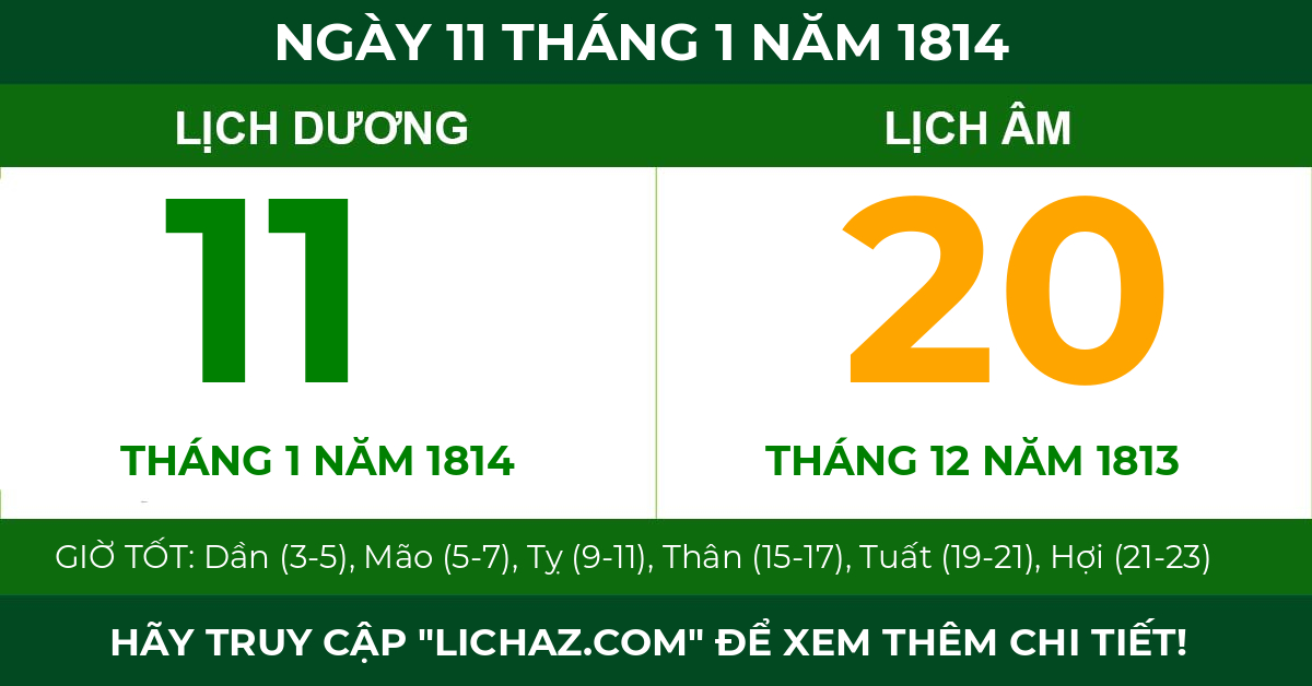 lịch âm ngày 11 tháng 1 năm 1814