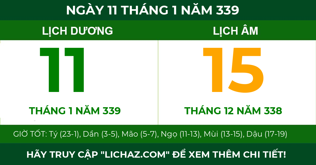 lịch âm ngày 11 tháng 1 năm 339