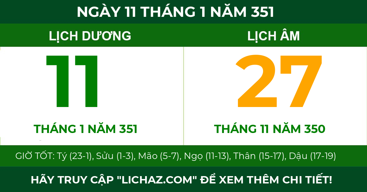 lịch âm ngày 11 tháng 1 năm 351