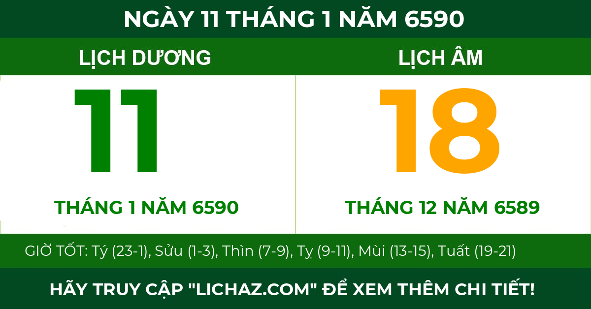 lịch âm ngày 11 tháng 1 năm 6590
