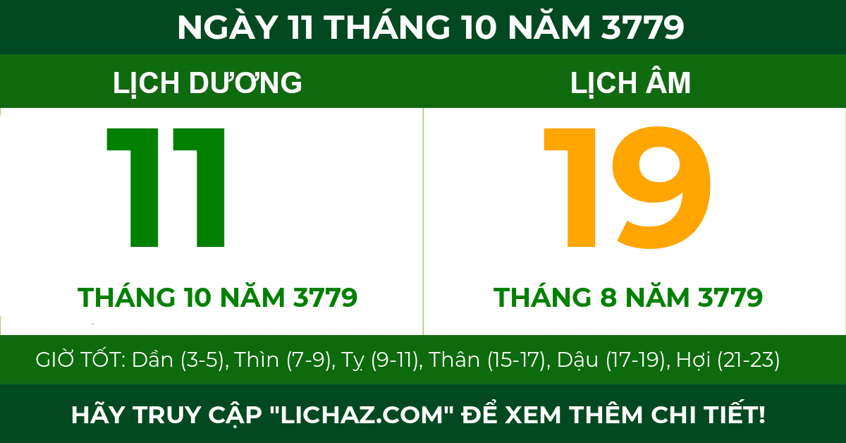 lịch âm ngày 11 tháng 10 năm 3779