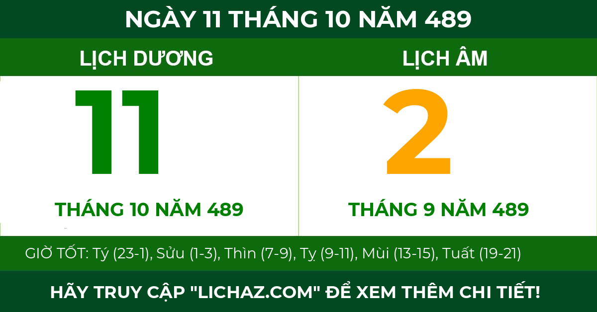 lịch âm ngày 11 tháng 10 năm 489
