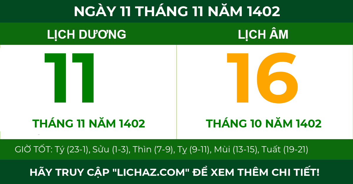 lịch âm ngày 11 tháng 11 năm 1402
