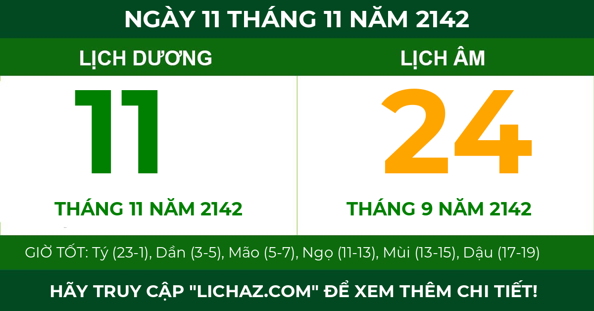 lịch âm ngày 11 tháng 11 năm 2142