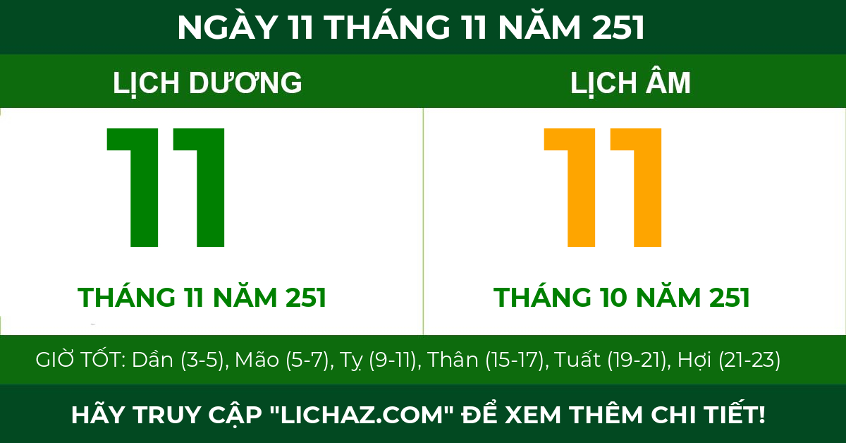 lịch âm ngày 11 tháng 11 năm 251