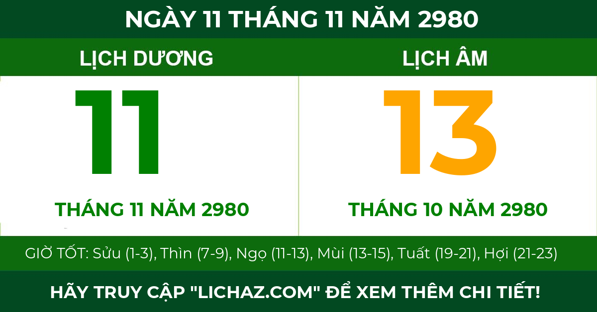 lịch âm ngày 11 tháng 11 năm 2980