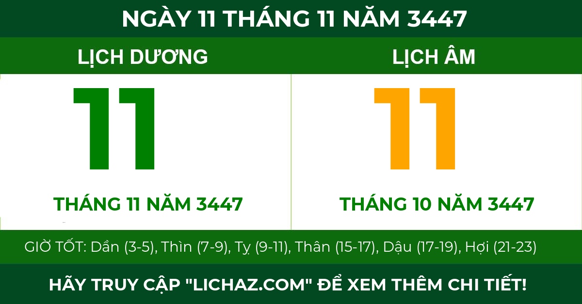 lịch âm ngày 11 tháng 11 năm 3447