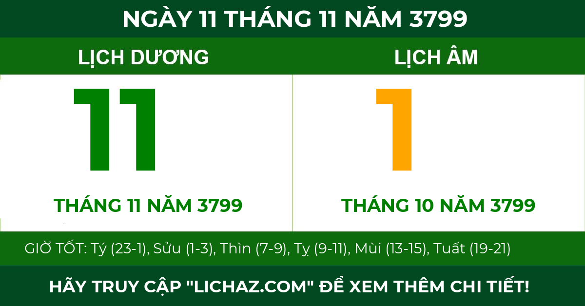 lịch âm ngày 11 tháng 11 năm 3799