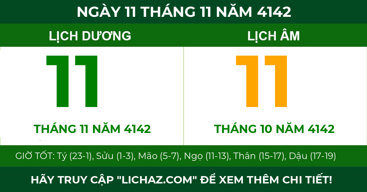 lịch âm ngày 11 tháng 11 năm 4142