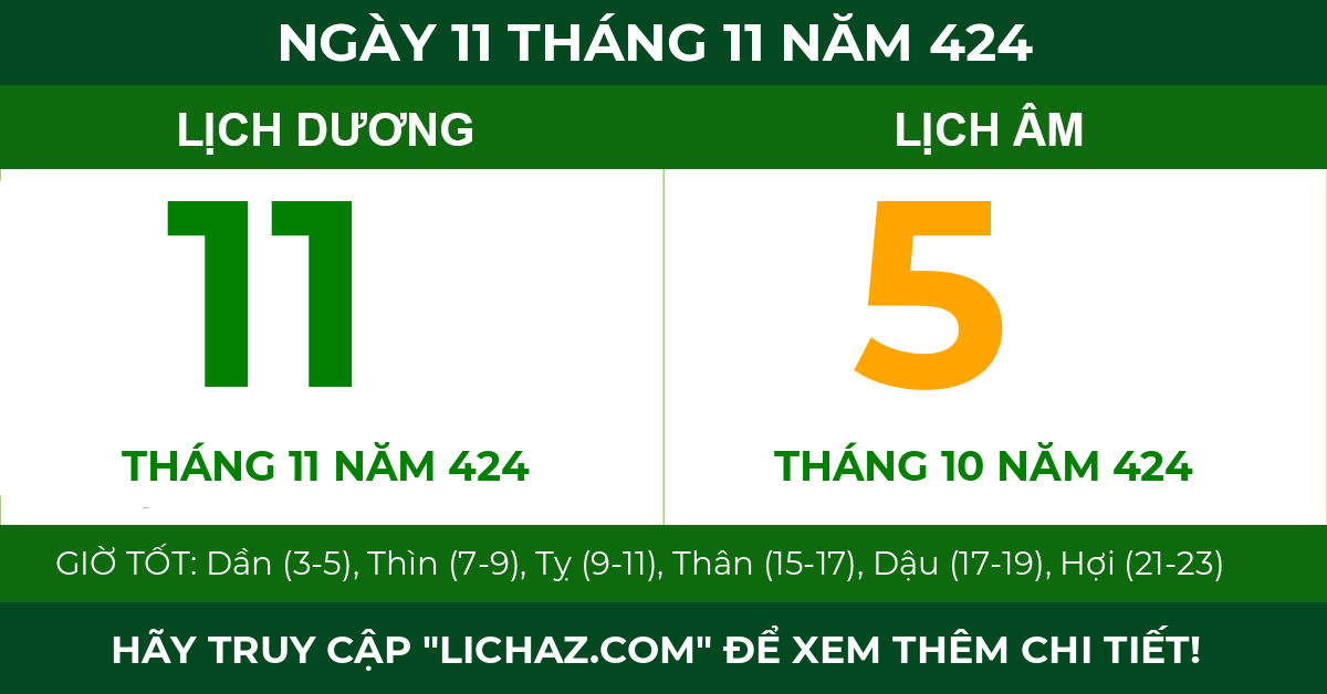 lịch âm ngày 11 tháng 11 năm 424