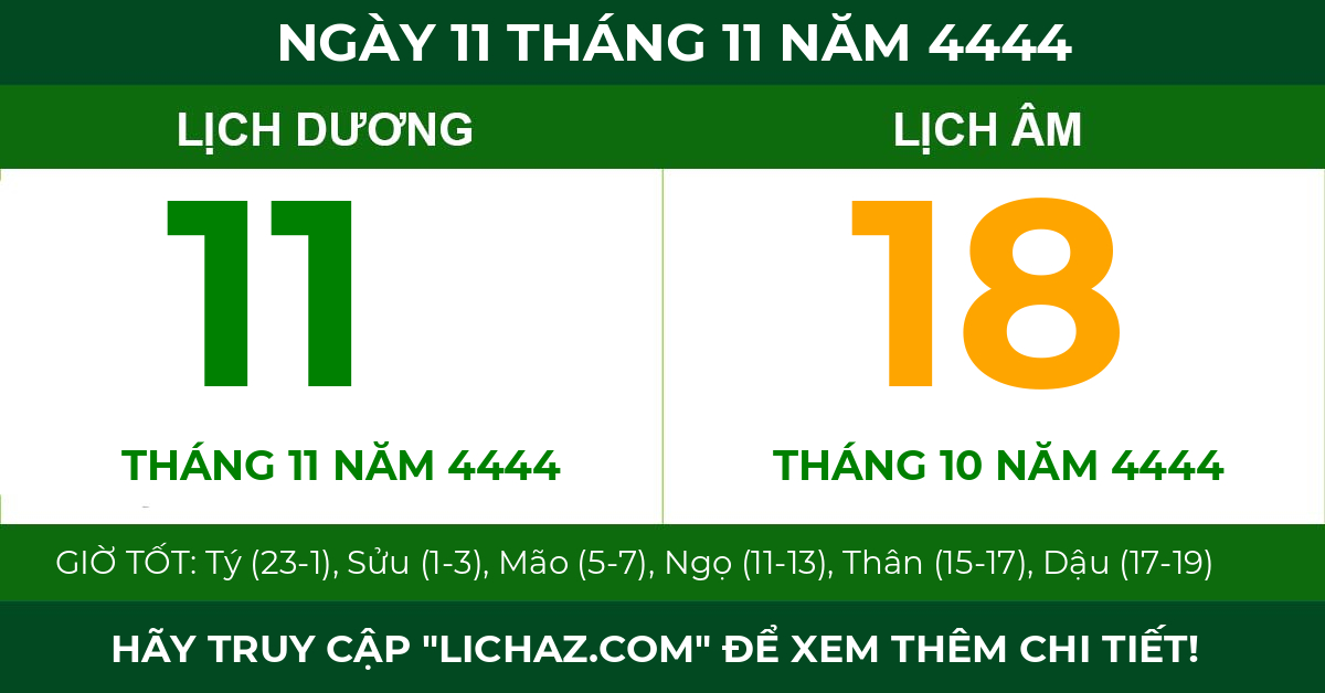 lịch âm ngày 11 tháng 11 năm 4444