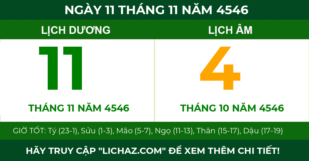 lịch âm ngày 11 tháng 11 năm 4546