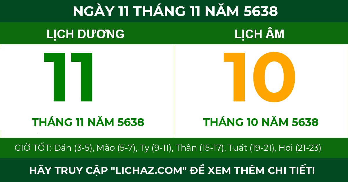 lịch âm ngày 11 tháng 11 năm 5638