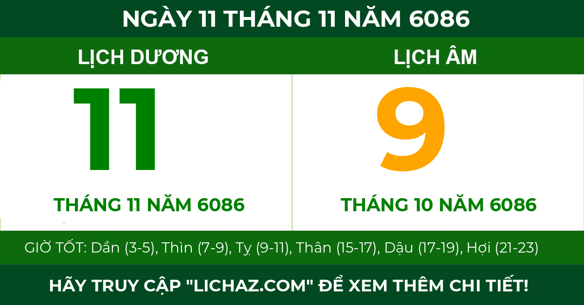 lịch âm ngày 11 tháng 11 năm 6086