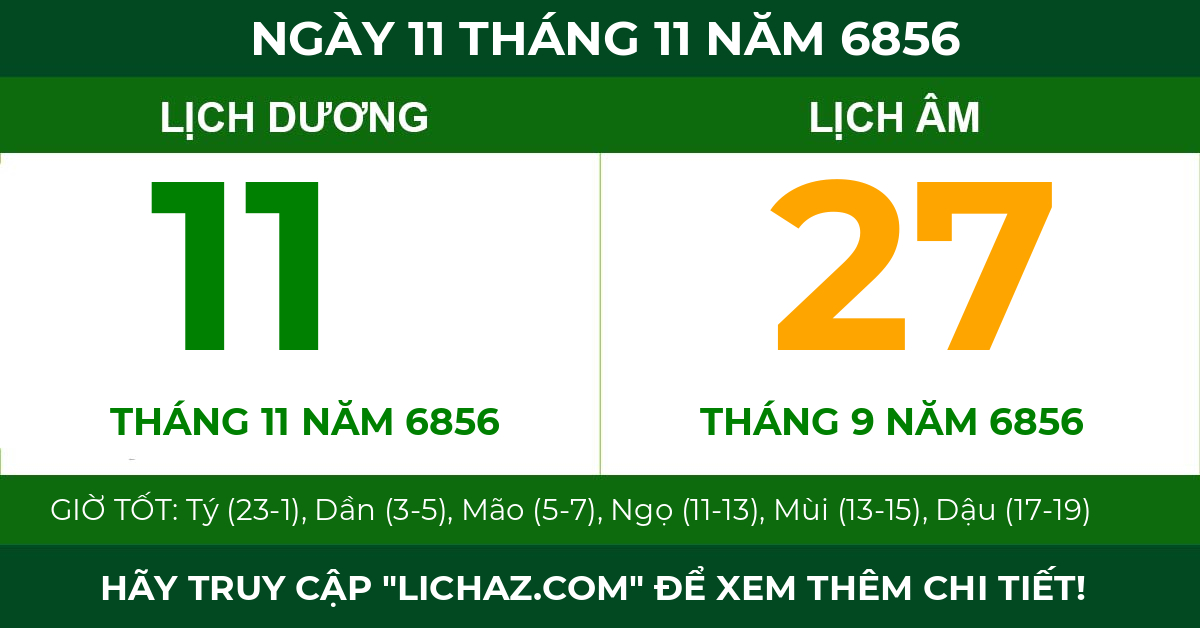 lịch âm ngày 11 tháng 11 năm 6856