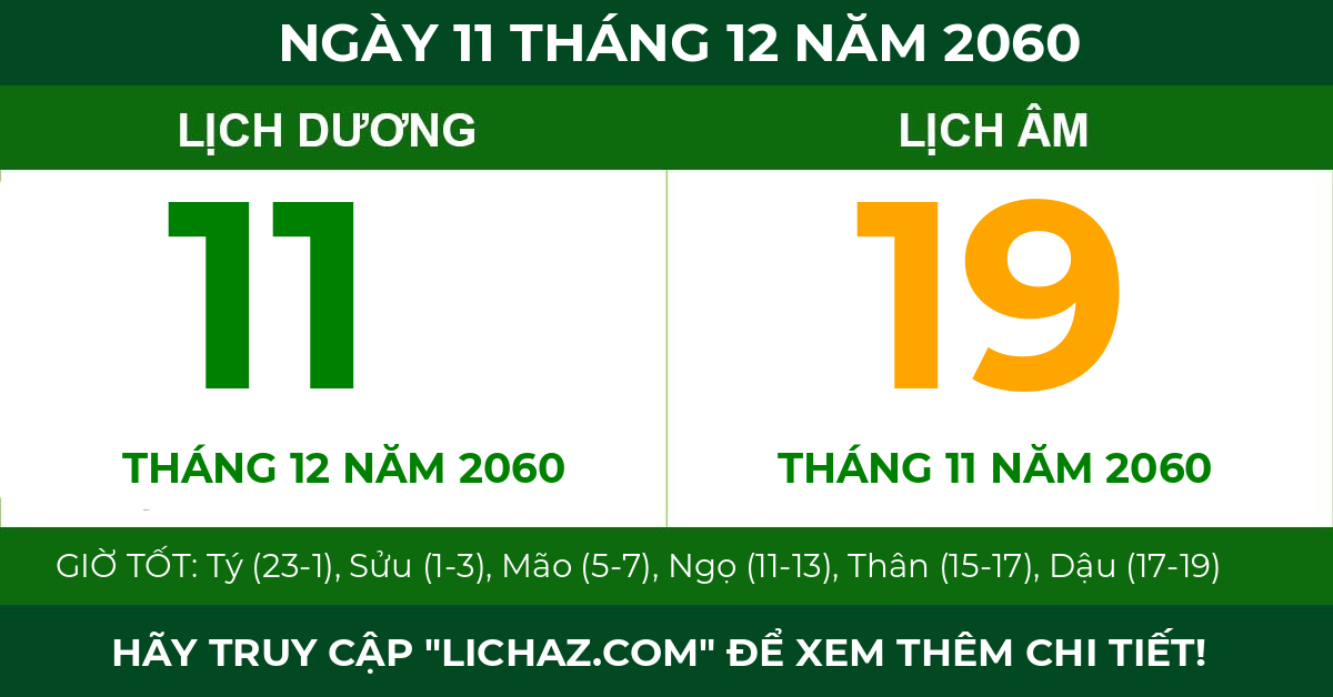 lịch âm ngày 11 tháng 12 năm 2060