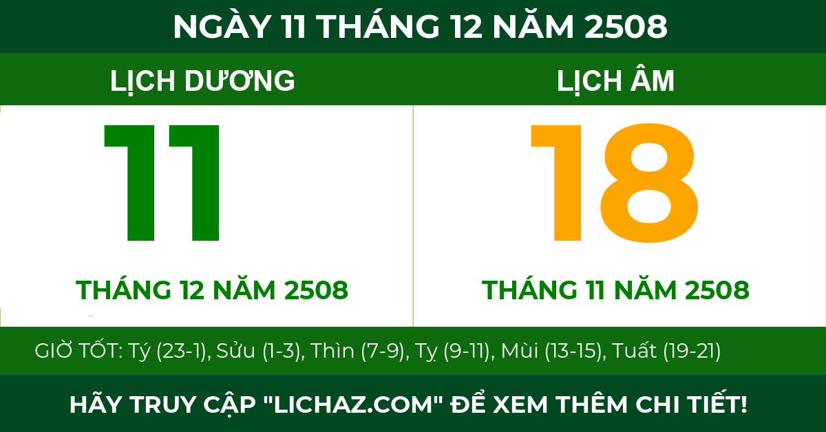 lịch âm ngày 11 tháng 12 năm 2508