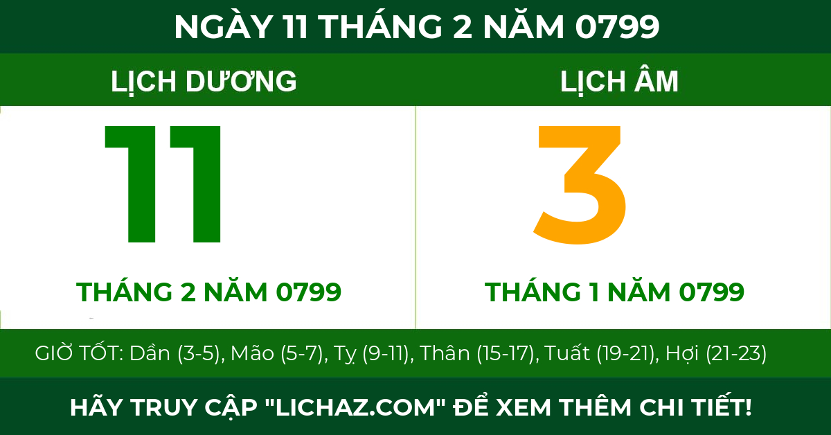 lịch âm ngày 11 tháng 2 năm 0799