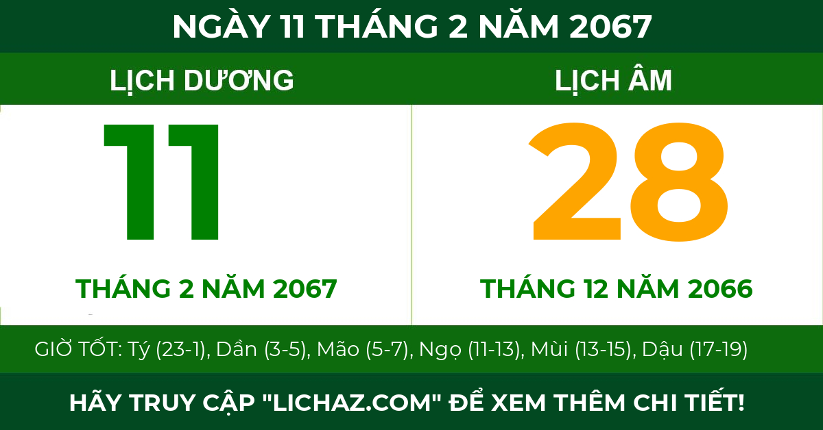lịch âm ngày 11 tháng 2 năm 2067