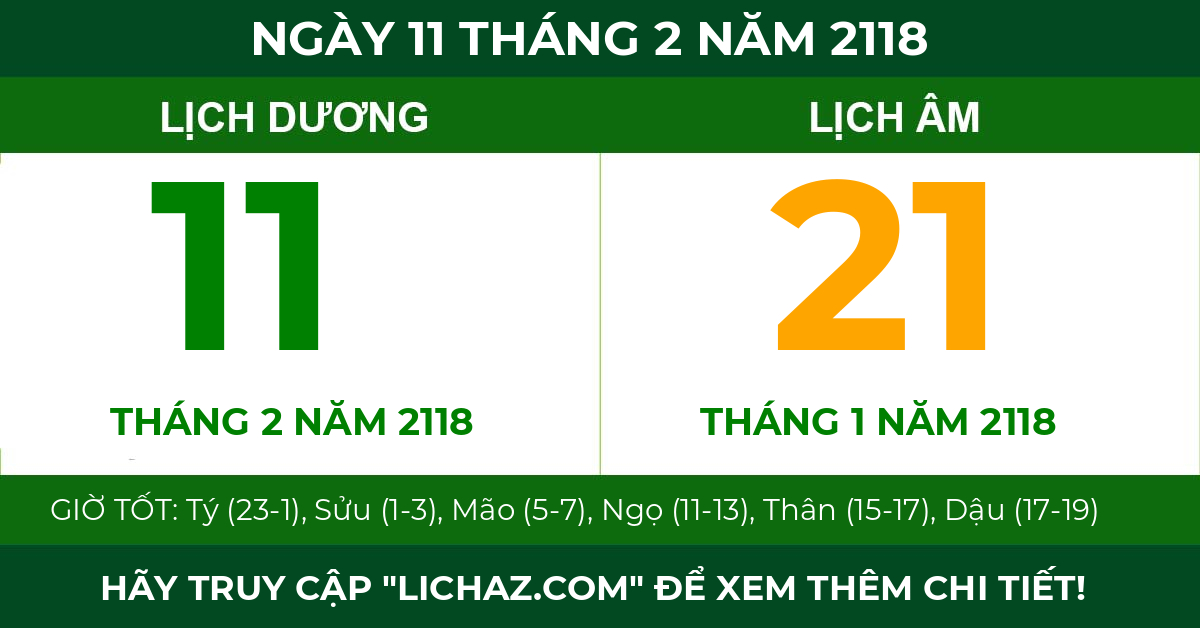 lịch âm ngày 11 tháng 2 năm 2118