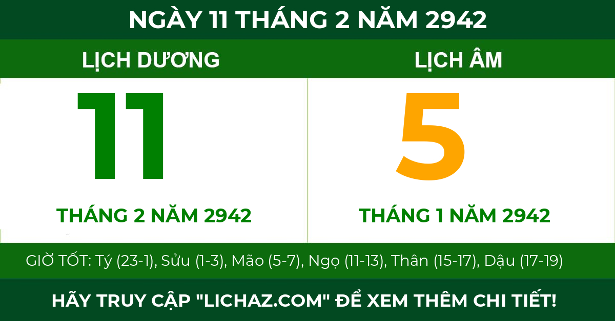 lịch âm ngày 11 tháng 2 năm 2942