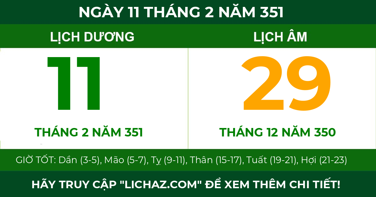 lịch âm ngày 11 tháng 2 năm 351