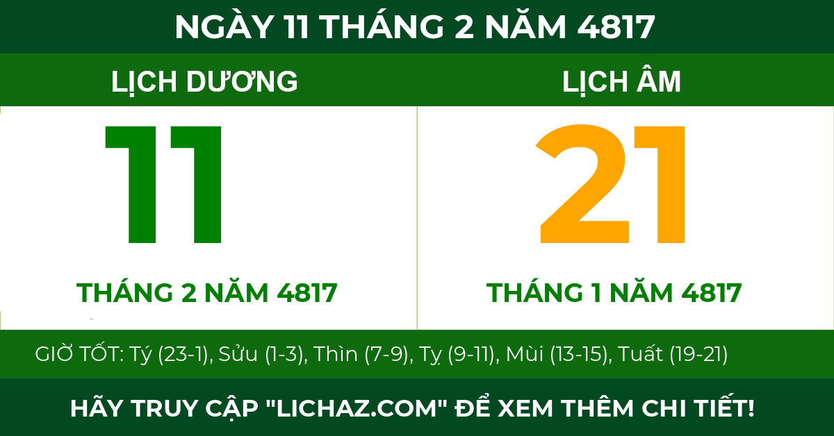 lịch âm ngày 11 tháng 2 năm 4817