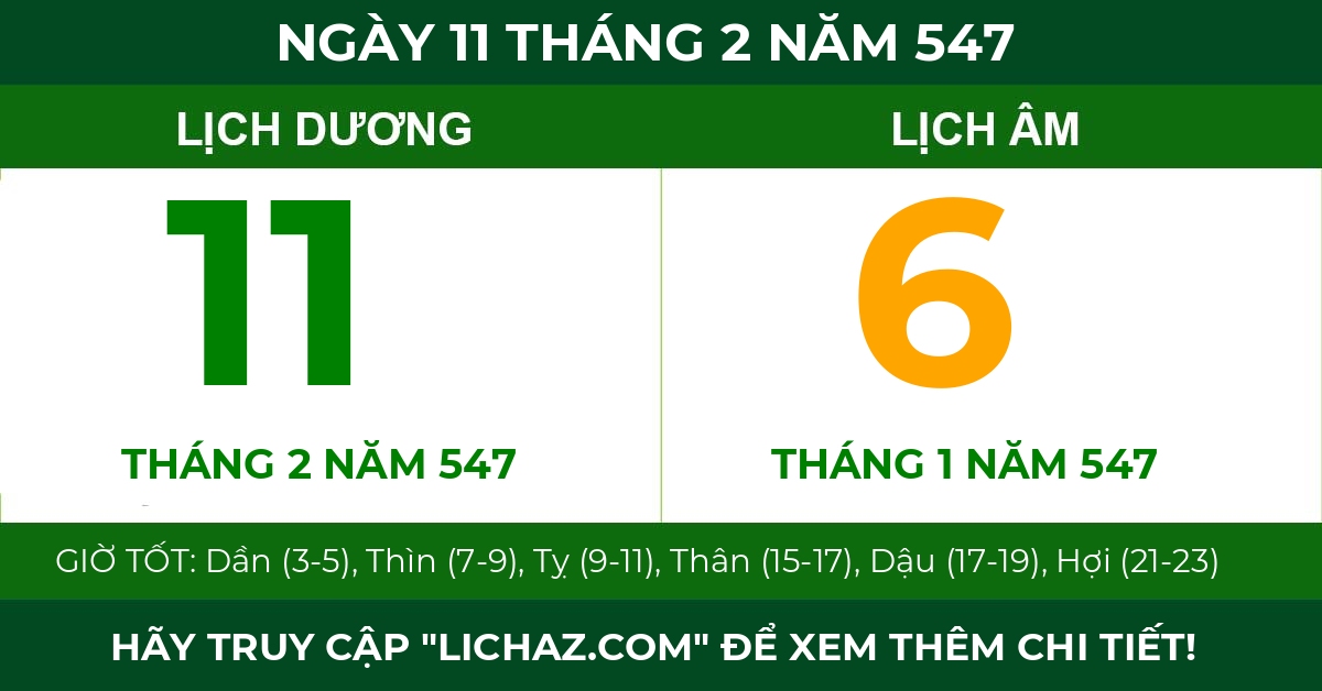 lịch âm ngày 11 tháng 2 năm 547
