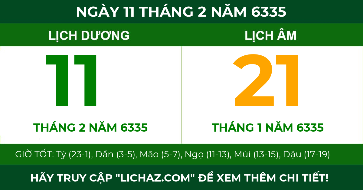 lịch âm ngày 11 tháng 2 năm 6335