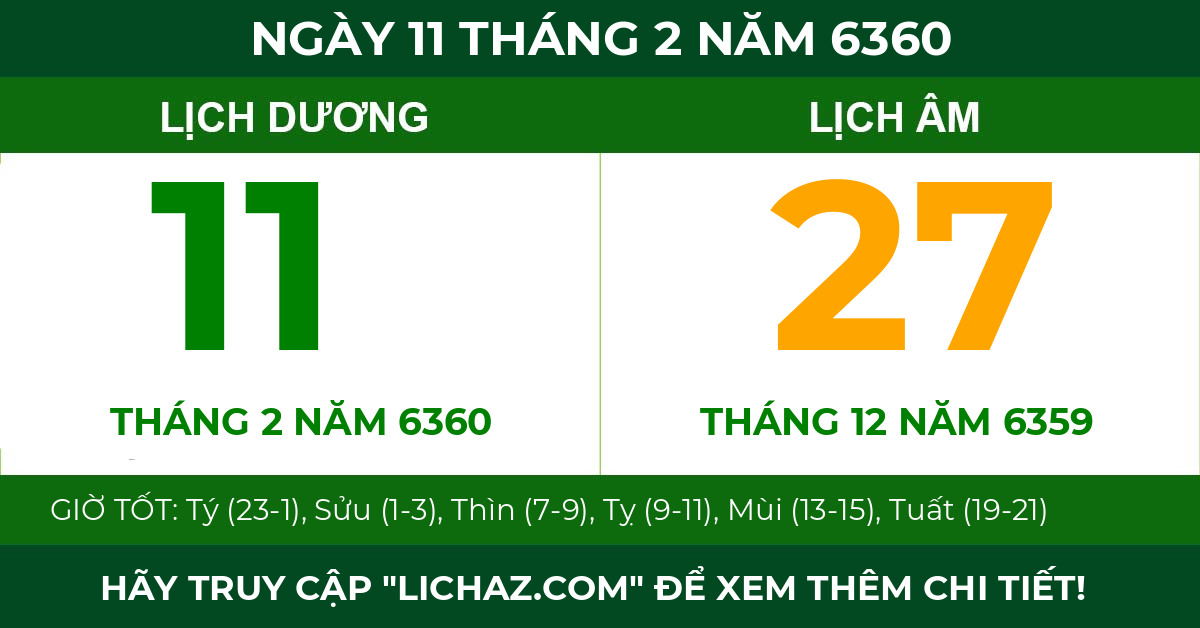 lịch âm ngày 11 tháng 2 năm 6360