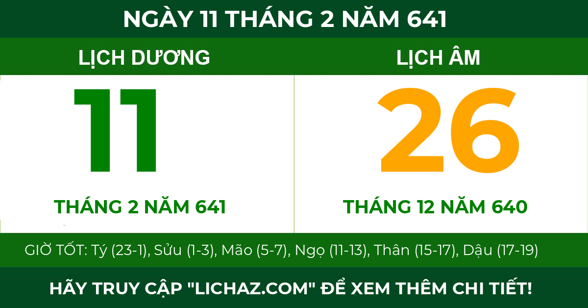 lịch âm ngày 11 tháng 2 năm 641