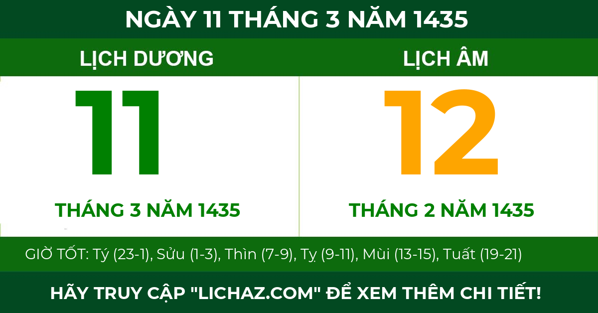 lịch âm ngày 11 tháng 3 năm 1435
