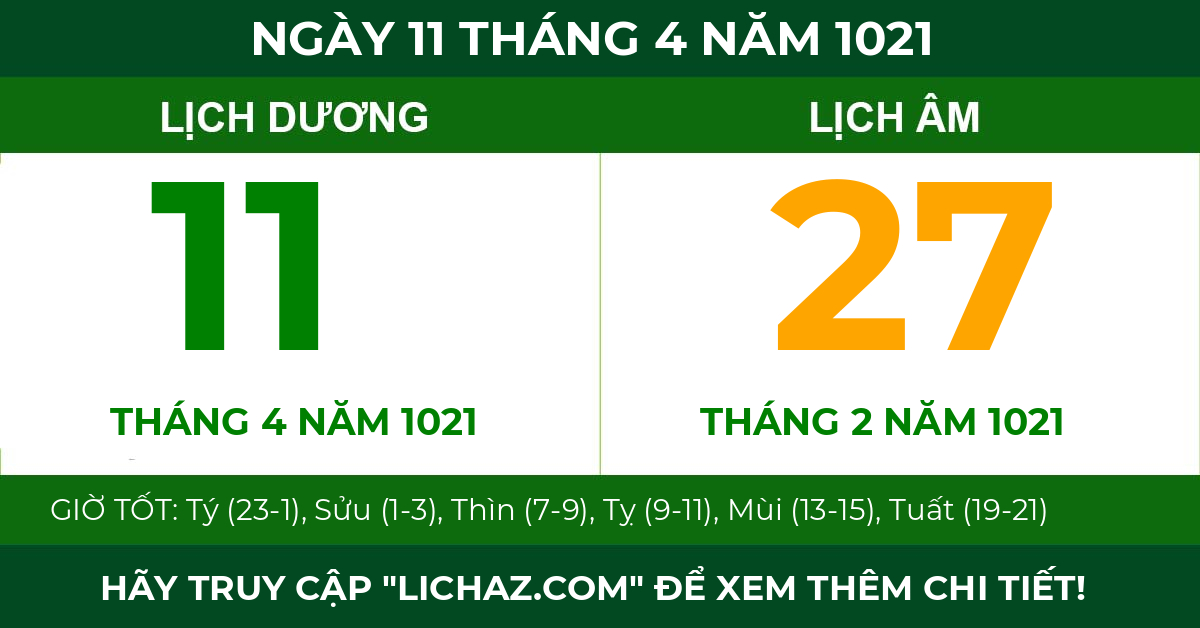 lịch âm ngày 11 tháng 4 năm 1021